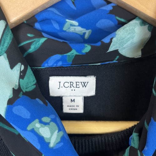 J Crew Sweater Womens Medium Black Cotton Tie Neck Pullover Long Sleeve- 2925* - 第 5/10 張圖片