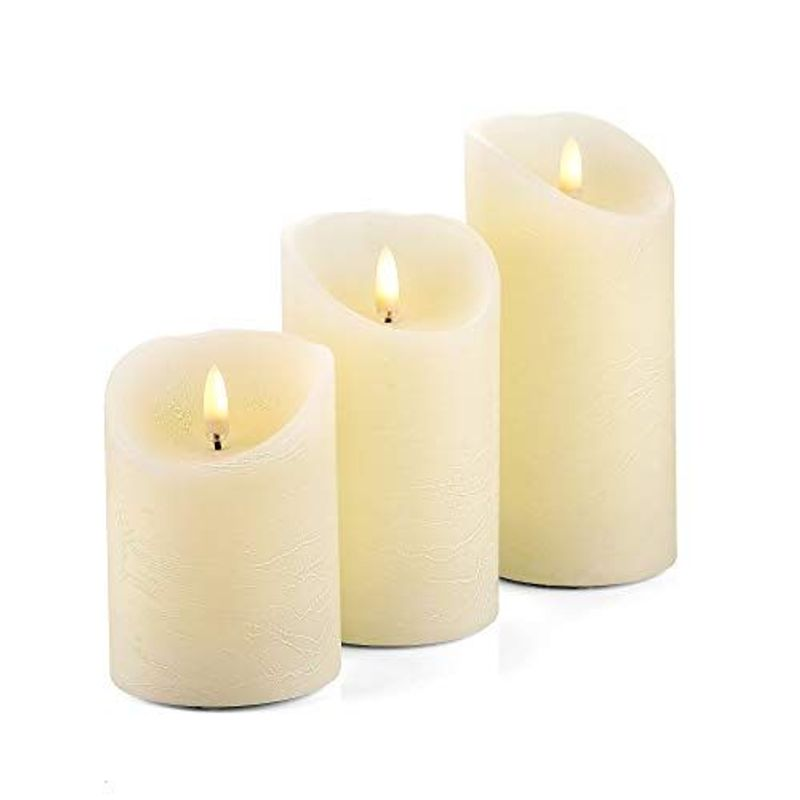 VENTA Set of 3 Realistic Flameless Ivory LED Candles with Remote 3x6 for sale online eBay