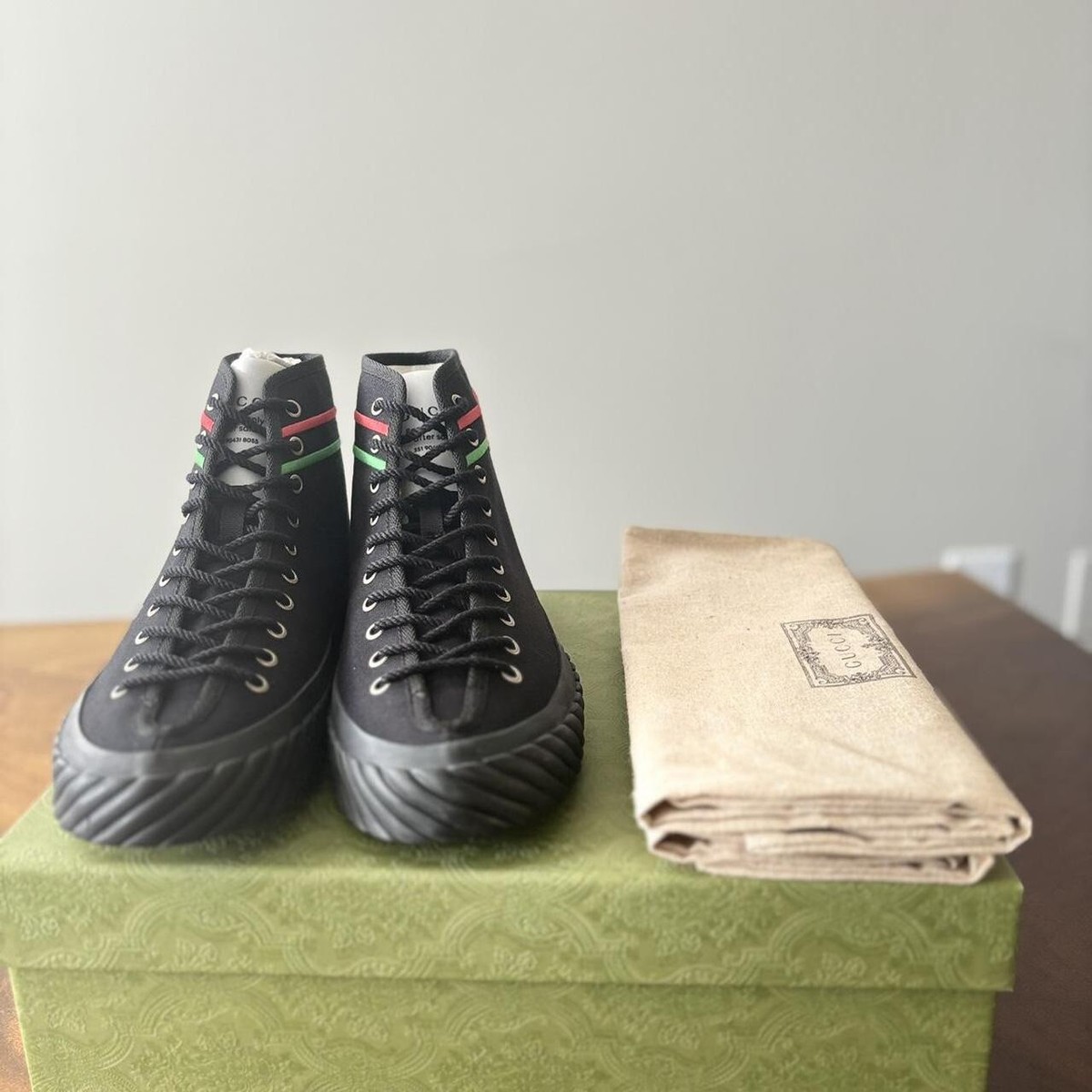 Gucci Interlocking G Hightop Black Sneakers Men\'s US7.5 SPB-CA 346079 NEW AUTHENTIC GUCCI INTERLOCKING G HIGH TOP MEN main image 2