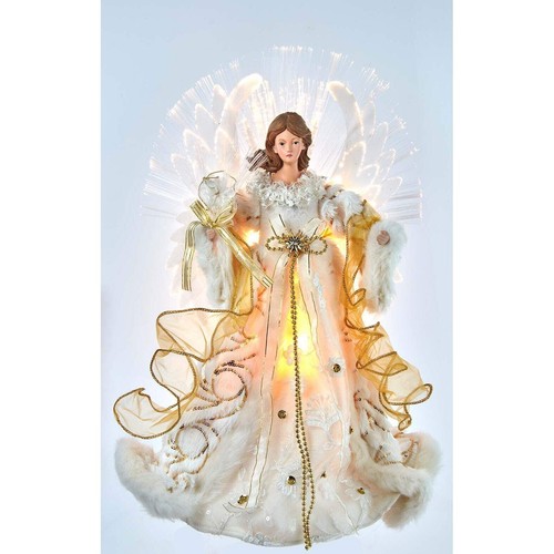 Santa's Workshop 16" Diva Angel Tree Topper - Dark Red Velvet With Gold Trim, Porcelain Face