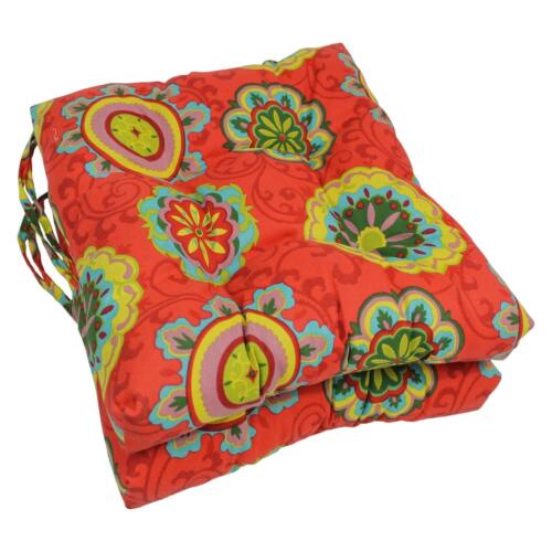 Blazing Needles 16-inch Outdoor Spun Polyester Square Tufted Chair Cushions (Set