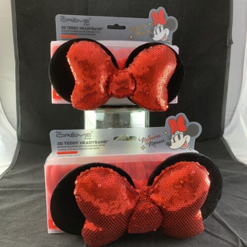 Set Of 2 THE CREME SHOP Disney Minnie Mouse Red Sequin Limited Edition Headbands - Picture 1 of 12