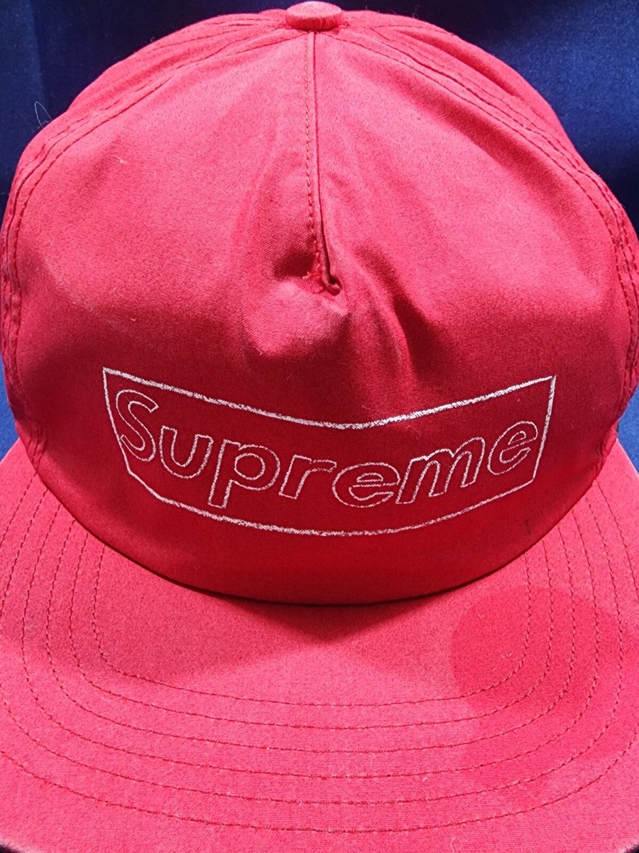Supreme Kaws Hat Red Chalk Box Logo 5-Panel SnapBack Cap | eBay