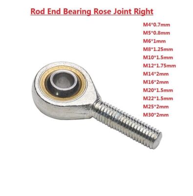 Male Rod End Bearing Rose Joint Right Hand Thread M4/5/6/8/10/12/14/16/20/22-30