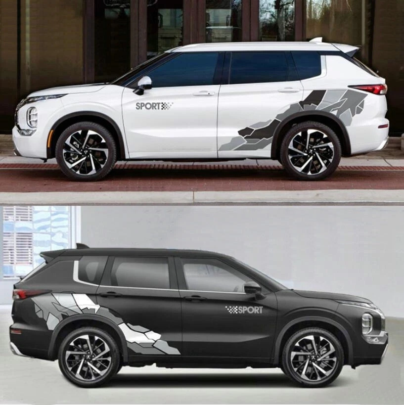 Graphics Camouflage Stripe Car Sticker For Mitsubishi Outlander Trunk Side Decal Foto 3 de 4