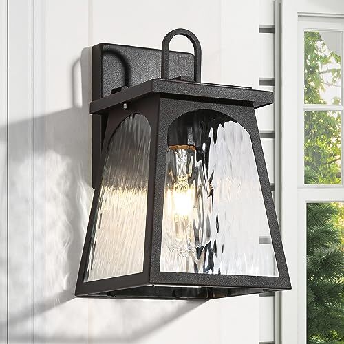Black Farmhouse Outdoor Wall Lights, Modern Trapezoid Outdoor Exterior