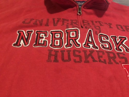 Nebraska Cornhuskers Embroidered Partial Zip Medium Red Sweatshirt - Picture 8 of 12
