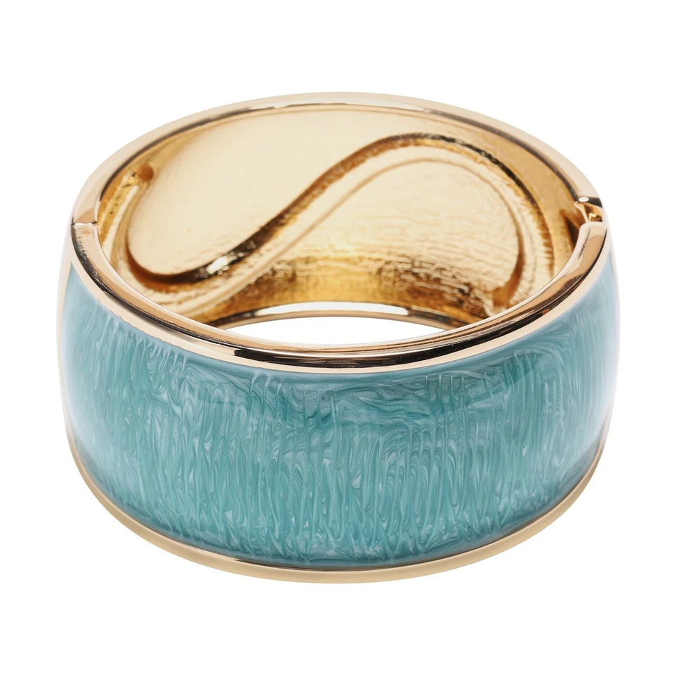 White Austrian Crystal Enameled Bangle Bracelet in Goldtone (7.25 In) NIB - Image 3 of 4