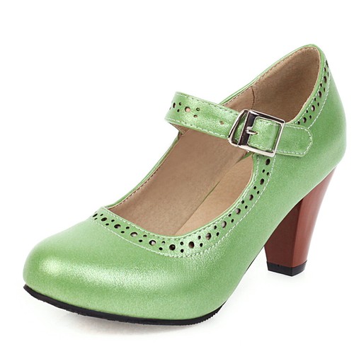 Women's Mary Janes Sweet Lolita Buckle High Heels Ankle Strap Pumps Brogue Shoes - Picture 17 of 28