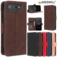 For Asus ROG Phone 9 8 7 Pro Card Holder Leather Wallet Case + Screen Protector
