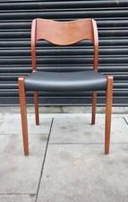 A single 1950/60s TeakNiels. O Moller 71 Dining Chair covered in black leather