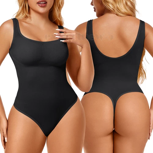 Plus Size Slimming Vest Wide Collar Type High Elastic Bodysuit Shapewear Yoga - Picture 13 of 23