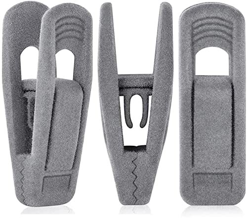 40 Non-Slip Grey Velvet Hanger Clips for Pants – Pack of 40