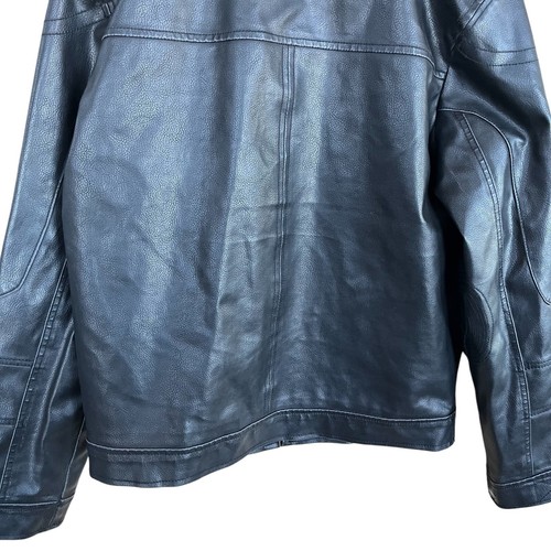 Guess Jacket Unisex Small Black Faux Leather Zip Polyvinyl Bikercore Motorcycle - Picture 11 of 16