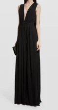 $745 Halston Women's Black Ashley Deep V-Neck Cape Gown Dress Size 6