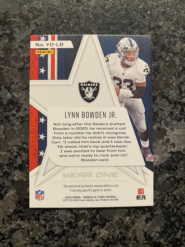 2020 Panini Rookies And Stars Lynn Bowden Jr Year One Rookie Jersey #YO-LB - Picture 3 of 3