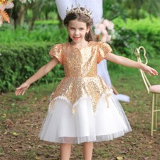Kids Flower Girls Princess Tulle Tutu Dress Bridesmaid Christmas Party Ball Gown