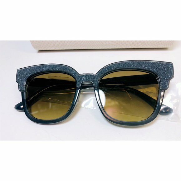 New Jimmy Choo Womens Gray Silver Glitter Cats Eye 50 mm UV  display picture 2