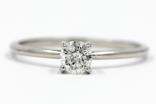 Natural Round Brilliant Cut Diamond 0.30 CT 14K White Gold Solitaire Ring Size 6 - Picture 2 of 8