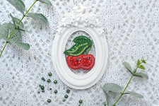 DIY Jewelry Making Beading Kit Pin Cherry Brooch Bead Embroidery Needlepoint