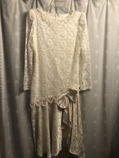 Vintage Wedding Dress 80s Satin And Lace Made In USA