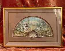 Gorgeous antique Victorian hand fan and carved mother of pearl stick fan