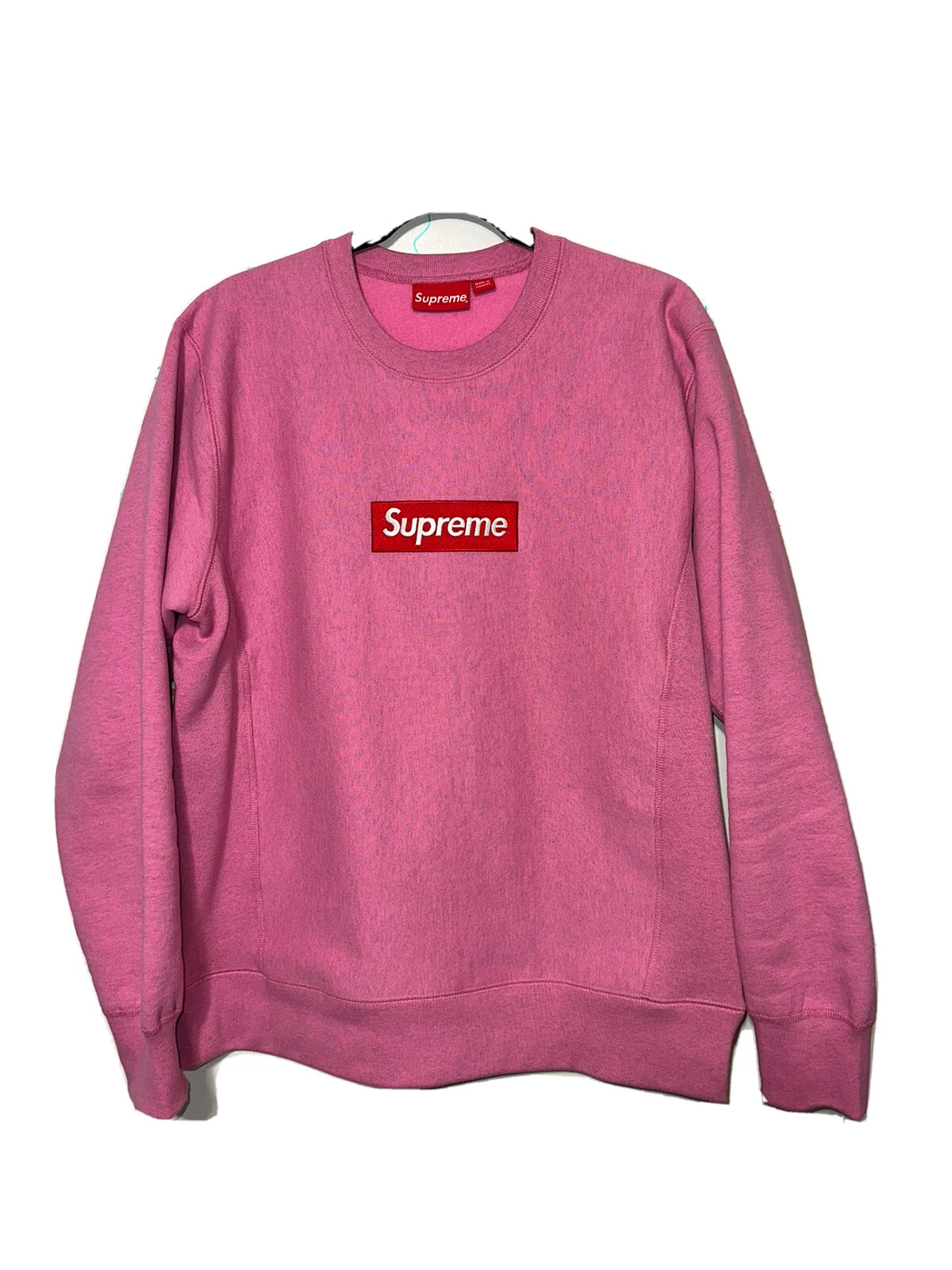 FW15 Supreme Box logo crewneck sweat shirt rose bruyère taille grande