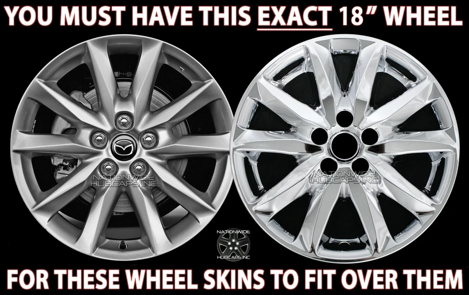 4 хромированных 18-дюймовых колпака ступицы колпаки обода для Mazda 3 Grand Touring 2017 2018 годов выпуска - Изображение 2 из 4