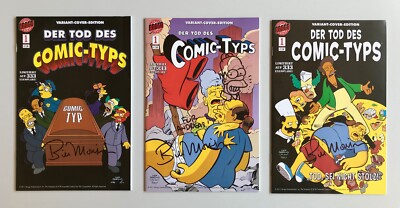 *SIMPSONS*  DER TOD DES COMIC-TYPS  VARIANT-COVER-EDITION 1, 2 & 3 mit ZEICHNUNG