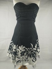Bay Black White Floral Bandeau Polkadot Dress Sz10 Used