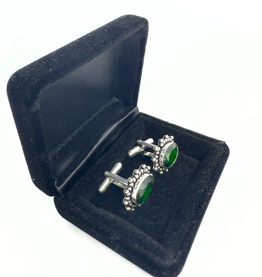 GEMELOS DE PIEDRA PRECIOSA 925 HECHOS A MANO PARA HOMBRE VENDEDOR DEL REINO UNIDO-EN CAJA DE GEMELOS Foto 2 de 3