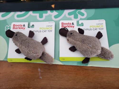 2 Pack of Boots and & Barkley Catnip Pounce Platypus Cat Toy Brown Small NEW
