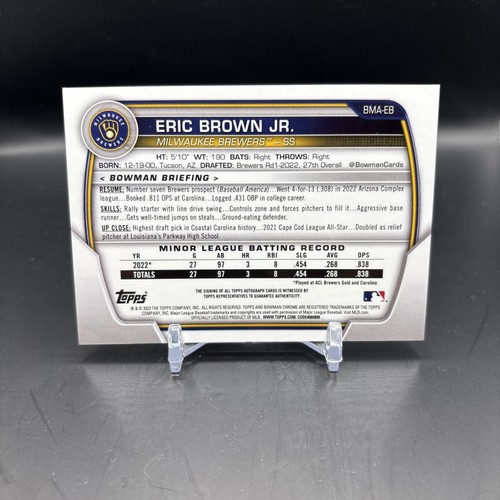 2023 Bowman Chrome Eric Brown Jr. Green Mojo Refractor Auto /99 BMA-EB - 第 3/3 張圖片