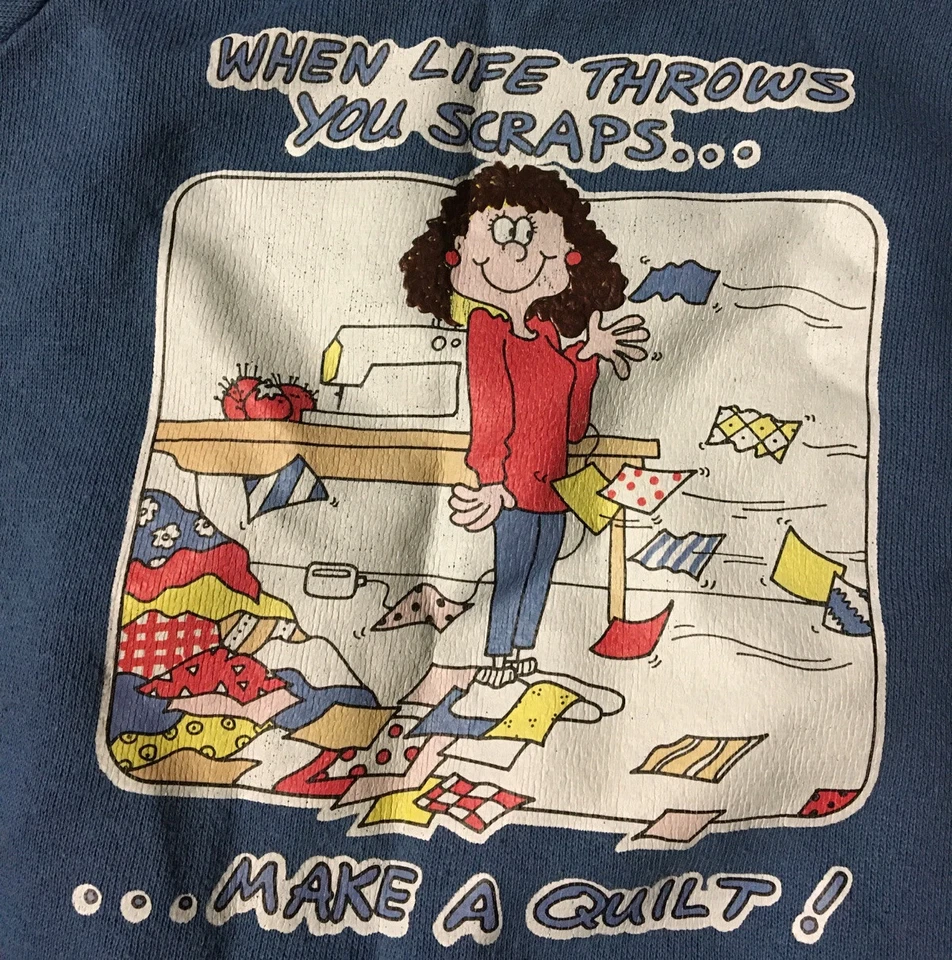 Sudadera De Colección Años 80 Hanes Make A Quilt XL Arte Divertido Humor Pista Grunge Años 90 EE. UU. Foto 2 de 4