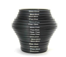 VINTAGE SET 17 STEP UP STEP DOWN ADAPTER RINGS METAL 37-82MM