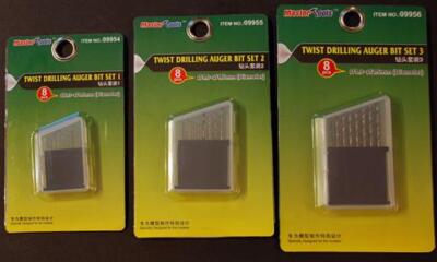 Master Tools 09954 -09956  Trumpeter Spiral Bohrer Sets von 0,3 bis 2,5 mm