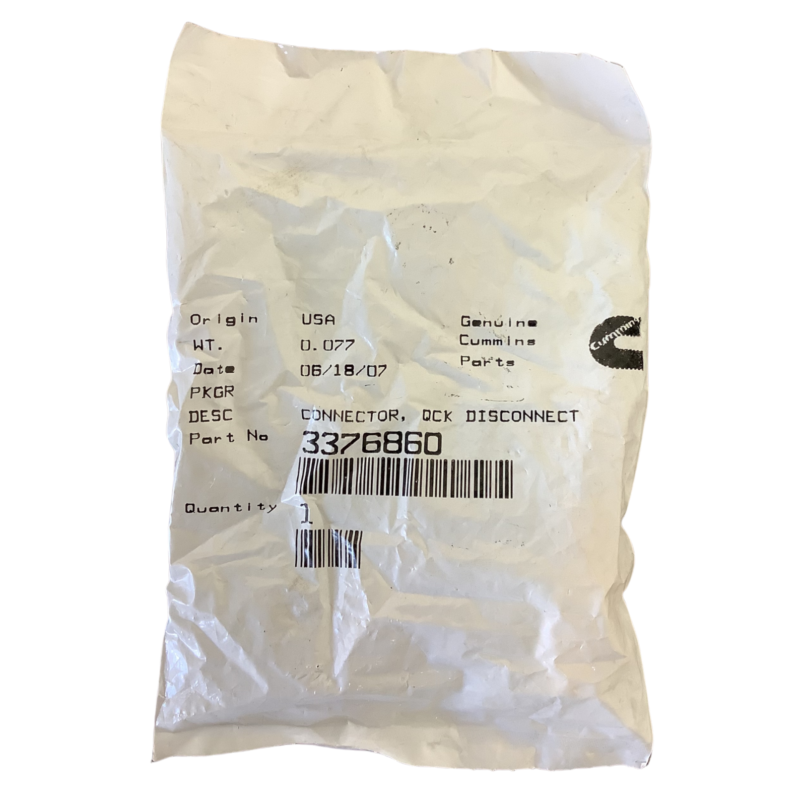 Genuine Cummins 3376860 Connector QcK Disconnect for sale online 