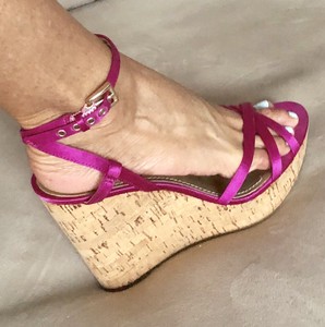 pink strappy wedges