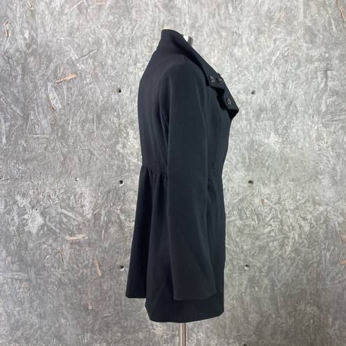 Womens BeBe Y2K Size Medium Black Funnel Neck Winter Walk Coat Peplum - Picture 5 of 17