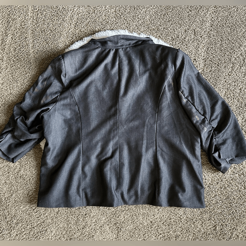 Added Dimensions by Catherines Blazer Jacket New Gray Ruched Sleeves Womens 4X - Picture 2 of 8