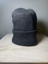 Silver  Black Beanie Cap Hat