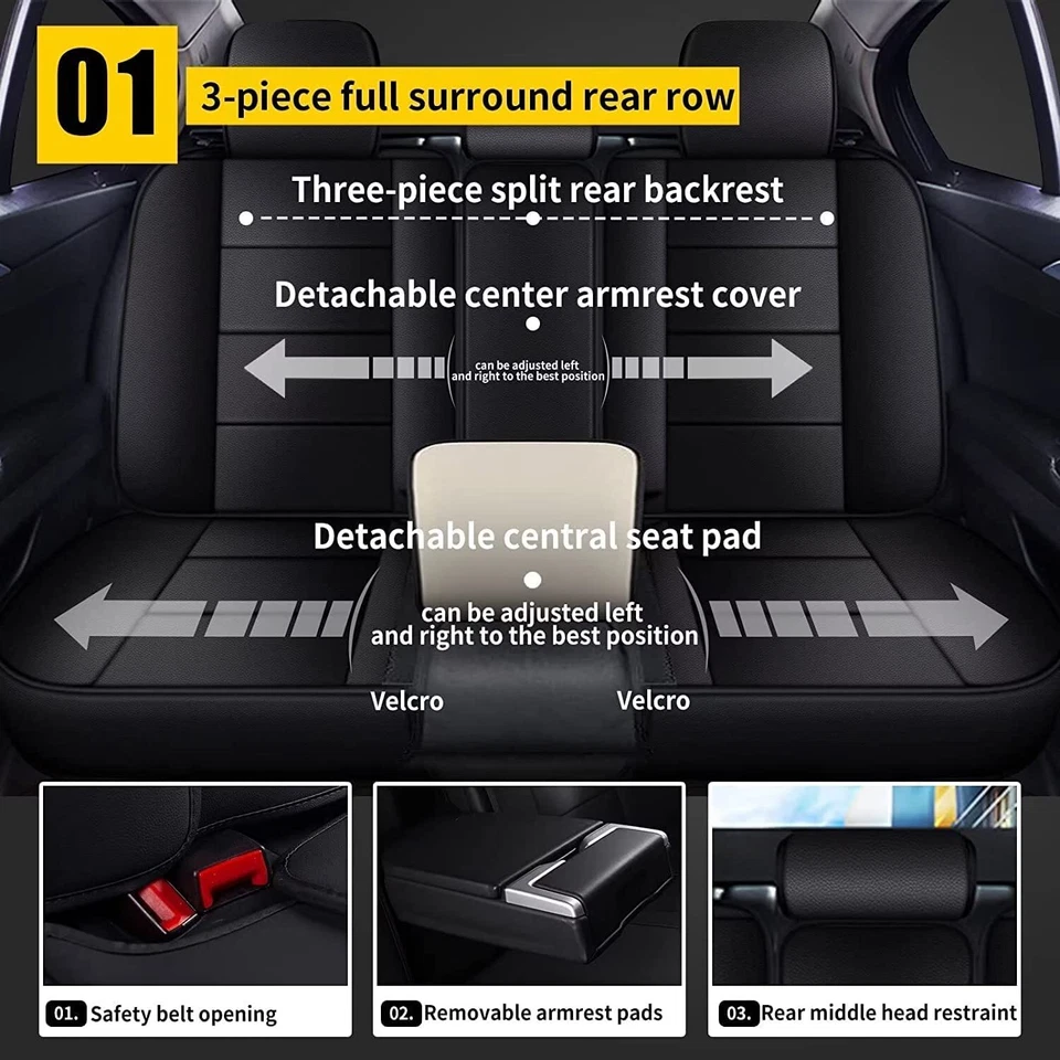 Front+Rear Car Seat Covers Faux Leather Protector Pad For FORD Taurus 2002-2019 Foto 2 de 4