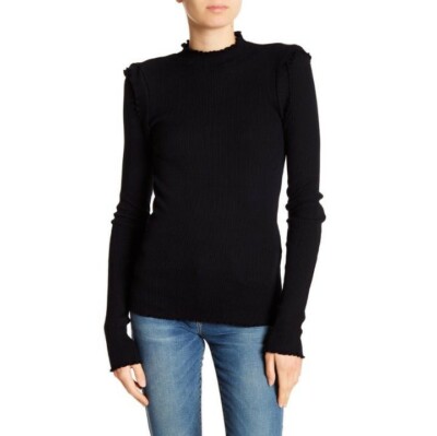 NWT Current/Elliot Black The Ruffle Rib Top . Size 1 $168