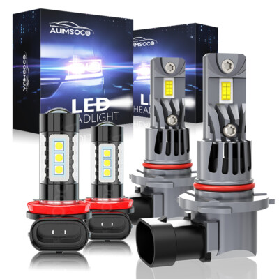 Combo 9012+H11 LED Headlight Fog Light Bulbs Kit Super Bright High Low Beam 4x
