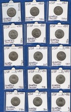 Lots Etats Unis 28 Quarter Dollar Washington différents 1965 - 1998 Usa America