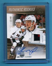 23-24 SP GAME USED AUTHENTIC ROOKIES PATCH AUTO /49 LUKE PHILP #247 BLACKHAWKS