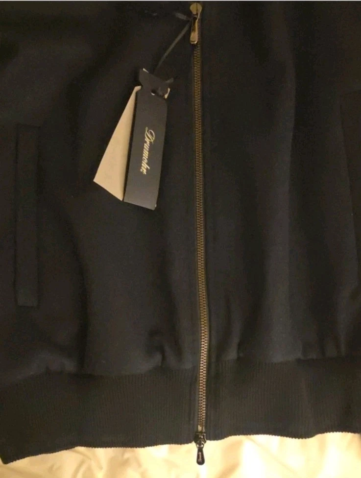 Drumohr Navy Blue Soft Brushed Wool-Cashmere Hooded Jacket S (Eu 48) NWT image 5