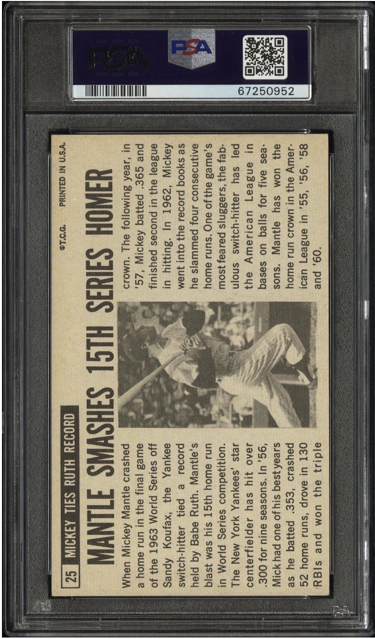 Topps 1964 Topps Giants Mickey Mantle #25 PSA 5 New York Yankees Oversized view 2