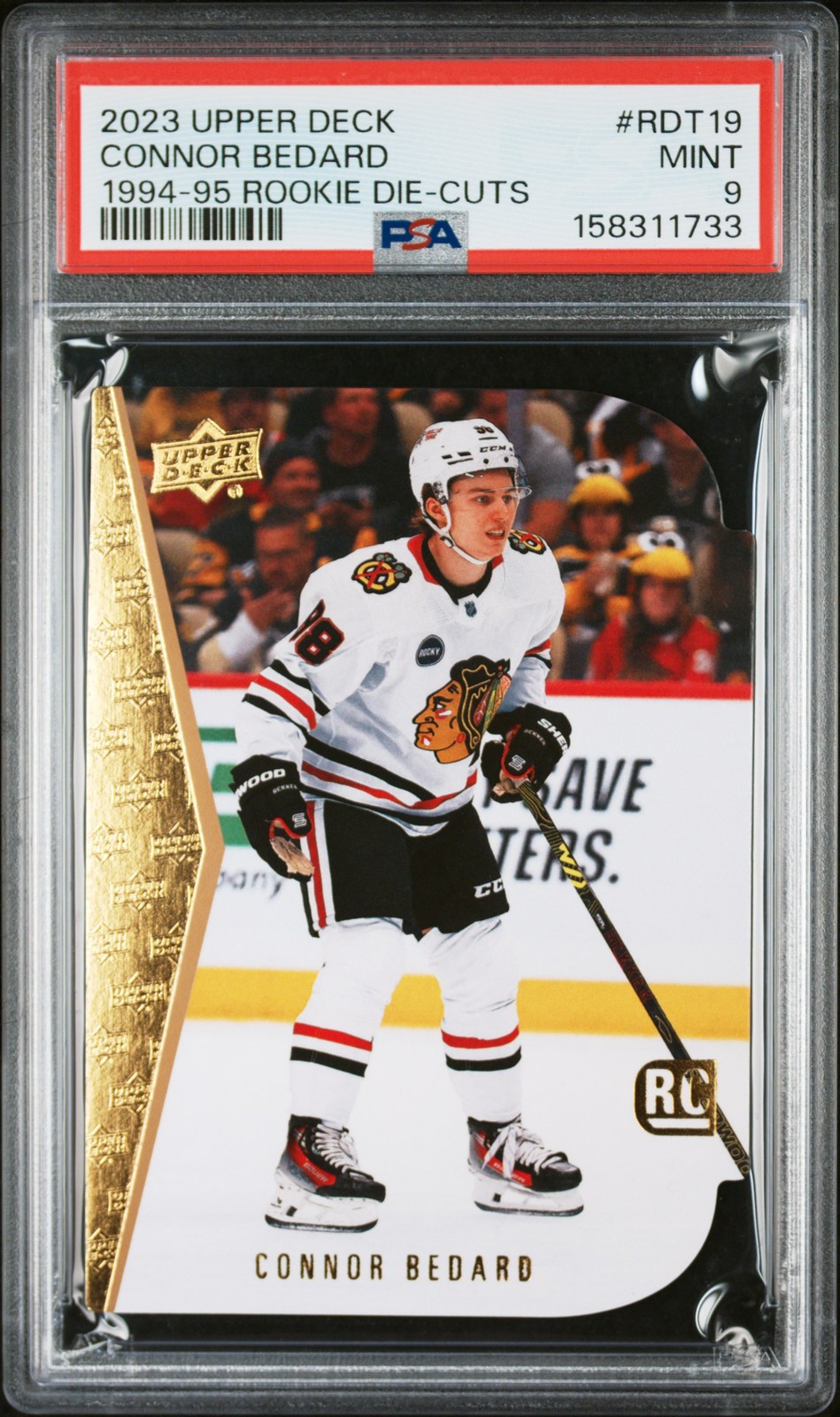 1733 Connor Bedard 2023 Upper Deck #RDT-19 1994 95 Rookie Die Cuts RC MINT 9 view 1