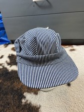 Vintage Classic Striped Train Conductor Fitted Hat 7.3/8 Made in USA